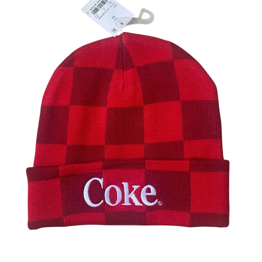 Coca Cola Coke Red Checked‎ Beanie NWT